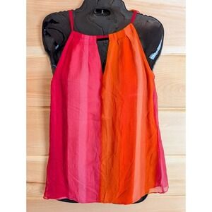 Lauren Ralph Lauren Silk Womens Tank Top 2 Tie Neck Bright Flowy Luxury Unique